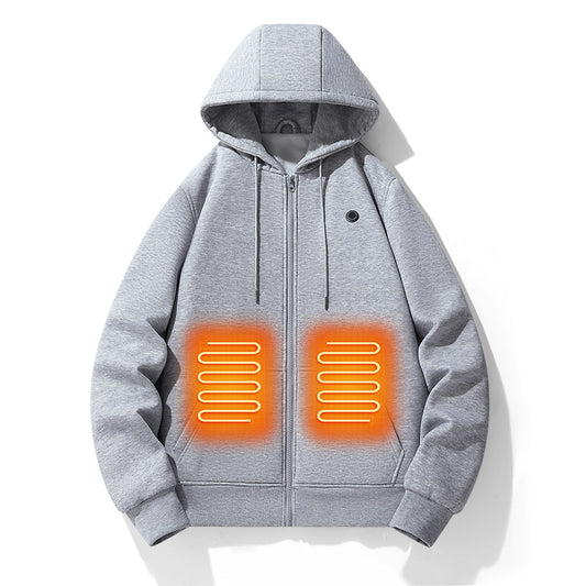 Zipper heating hoodie intelligent hooded five zone unisex heating outdoor warm hoodie.